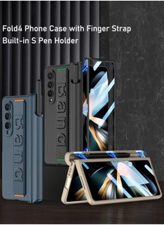 Y&D Excefore for Galaxy Z Fold 4 Case with S Pen Holder, 360°Ring Magnetic Kickstand, Slide Camera Cover Front Screen Protector Protective Armor Samsung 4, Black  - Image 4