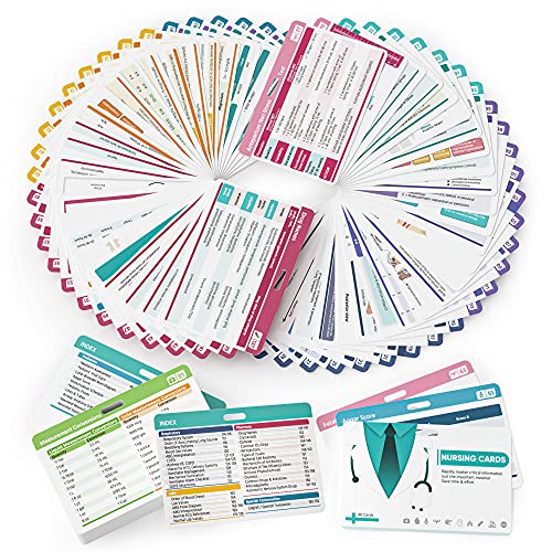 Nano shield 96 Nursing Badge Reference Cards, Nursing School Essentials Set- Lab Values, EKG, Spanish Translation and More, Great Nursing Student Gifts - Image 1