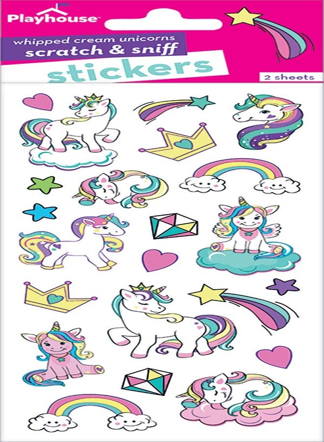 Playhouse Whipped Cream Scented Scratch & Sniff Sticker Sheets - Rainbow Unicorns 1 Pack - Image 2