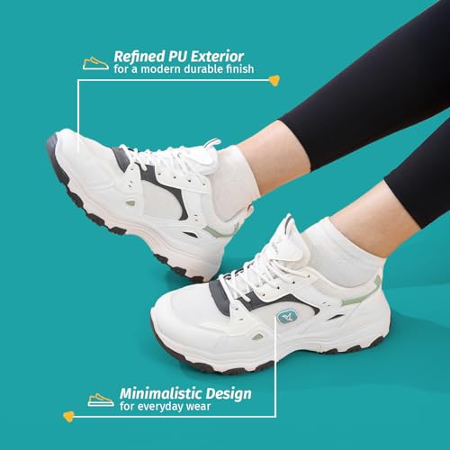 YOHO Tempo Chunky Sneakers for Women, Breathable Mesh Shock-Absorbing, Cushioning Comfort, Durable Grip for All-Day Ease| Fashionable & Stylish Casual Sport Shoes-0920 | IceLatteMint - UK 8 - Image 5