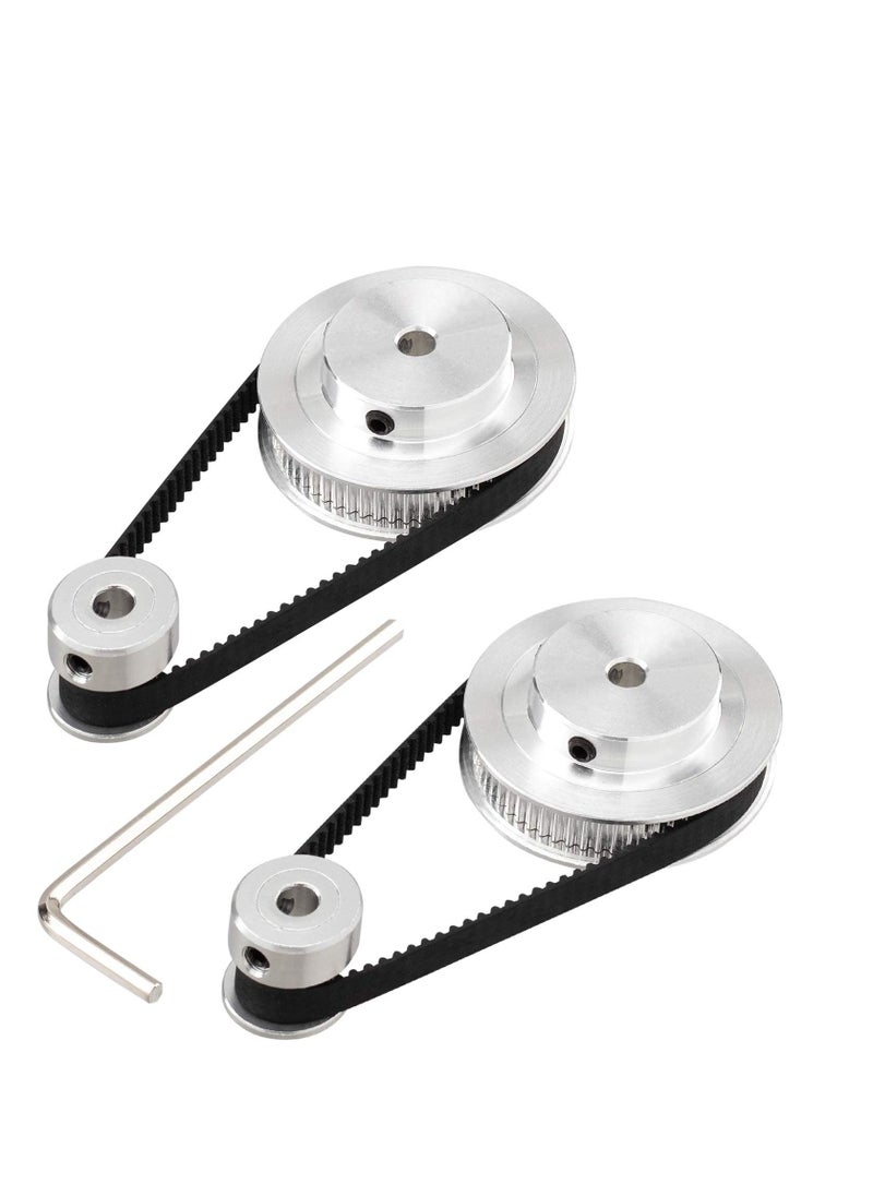 Y&D - 3D Printer Aluminum Timing Belt Pulley Wheel, 2 Kit GT2 Synchronous Wheel 20 & 60 Teeth 5mm Bore, with pcs Length 200mm Width 6mm (bore (2pcs a Set)) - Image 1