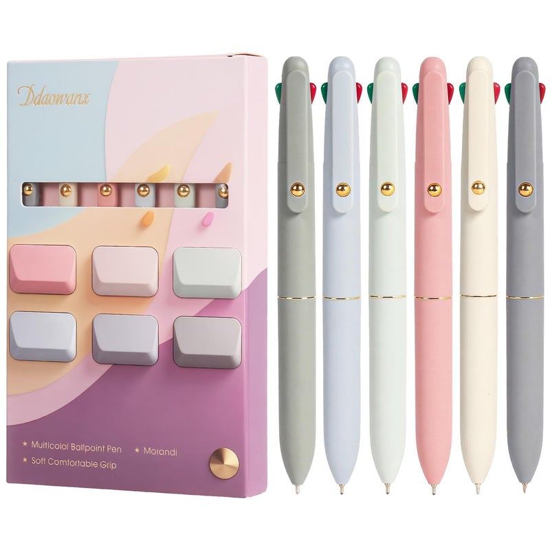 Ddaowanx Multicolor Pens, 4-in-1 Colored Ballpoint Pen 0.5mm Fine Point Smooth Writing,Cute Gifts for Nurses and Teens, 6-Count - Image 1