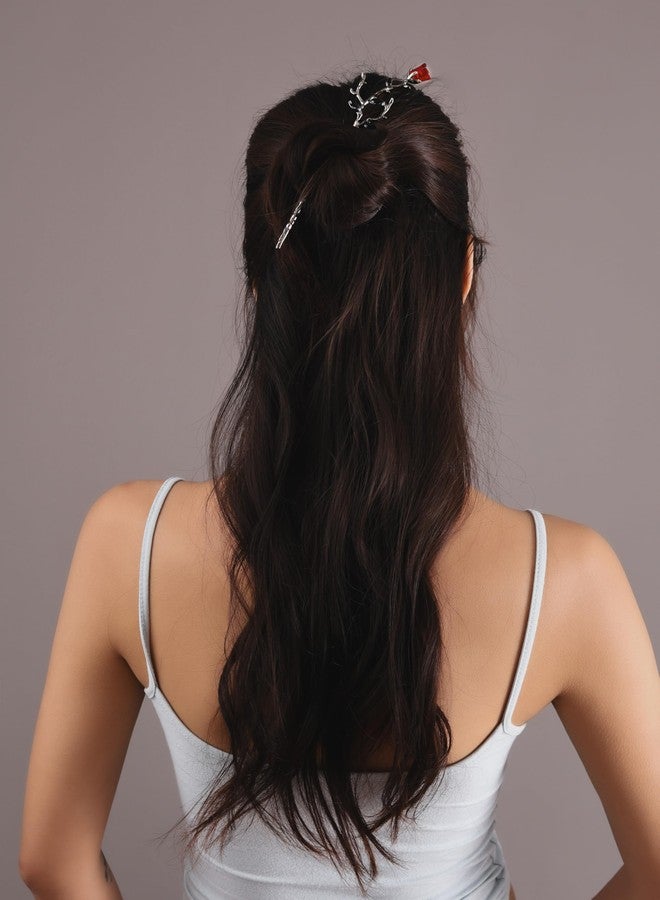 HAQUIL Gothic Rose Hairstick, Flower Buns Hairpin for Women, Retro Styling Jewelry for Women - Image 4