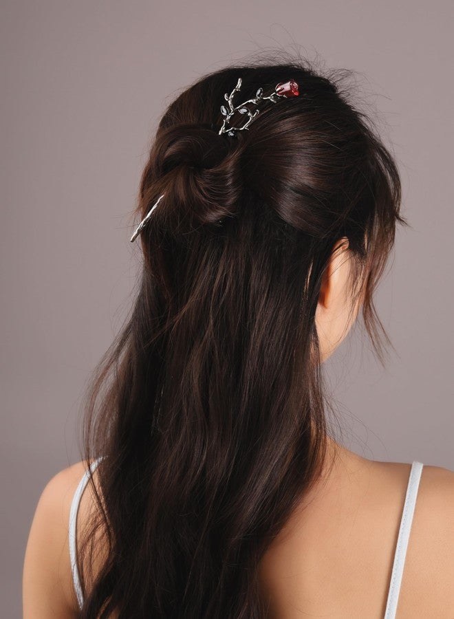 HAQUIL Gothic Rose Hairstick, Flower Buns Hairpin for Women, Retro Styling Jewelry for Women - Image 2