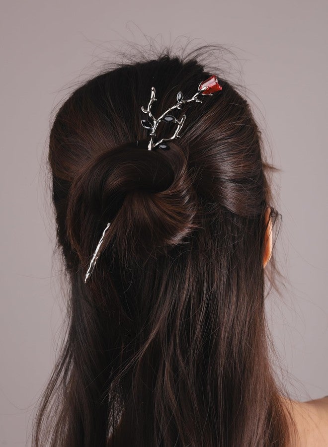 HAQUIL Gothic Rose Hairstick, Flower Buns Hairpin for Women, Retro Styling Jewelry for Women - Image 3