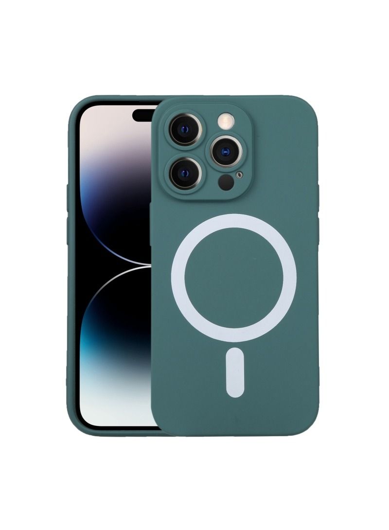 فيسوس جراب هاتف سيليكون سائل لهاتف iPhone 15 Pro (أخضر داكن)