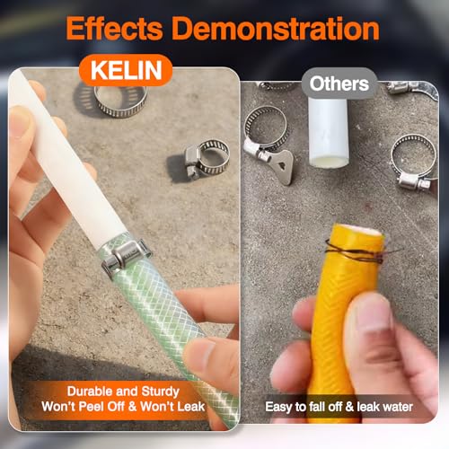 KELIN 202PCS 304 Stainless Steel Hose Clamp Kit, 8 Sizes from 1/4" to 2" (6-51mm) Adjustable Worm Gear Clamps with Socket Wrench & Screwdriver, Automotive Fuel Line Water Pipe Clamps Assortment Set - Image 5