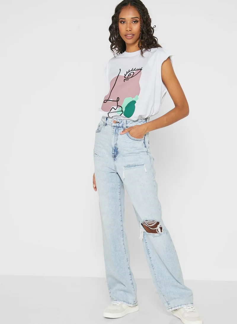 ONLY Ripped High Waist Jeans