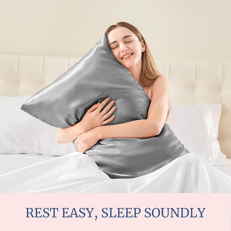BEDELITE Satin Silk Pillowcase for Hair and Skin, Pillow Cases Queen Size Set of 2 Pack, Super Soft Silky Grey Pillow Case with Envelope Closure (20x30 Inches) - Image 5