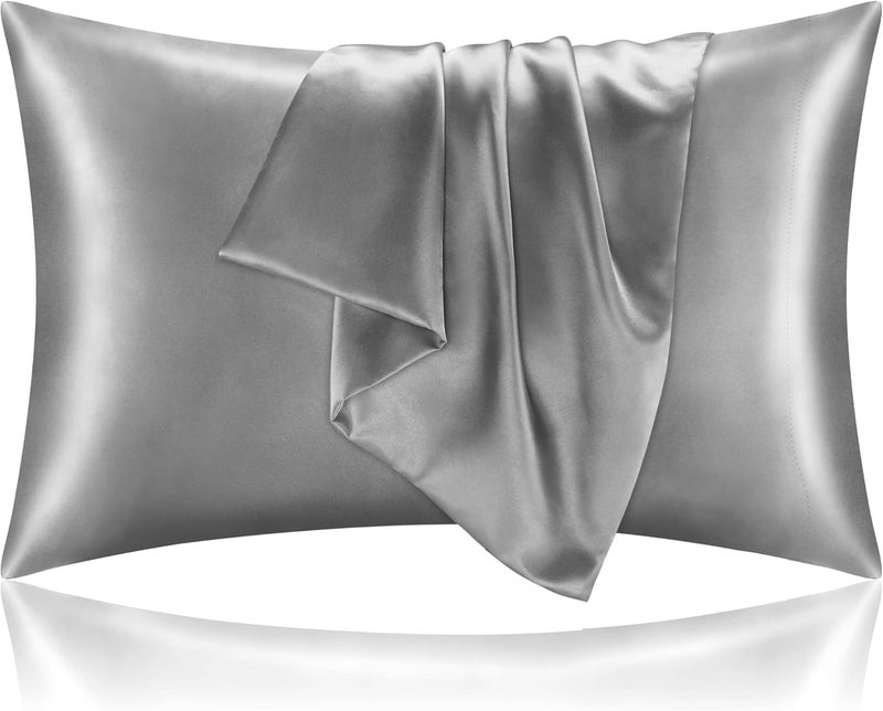 BEDELITE Satin Silk Pillowcase for Hair and Skin, Pillow Cases Queen Size Set of 2 Pack, Super Soft Silky Grey Pillow Case with Envelope Closure (20x30 Inches) - Image 1