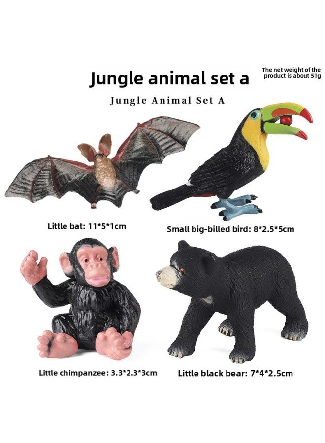 Children's Simulation Animal Model Toy With Baby Meerkat Standing Meerkat Meerkat Meerkat Meerkat Meerkat Meerkat t Beaver Ornaments-Color:Tb Jungle Animal 4 Style Set A (including Bat) - Image 1