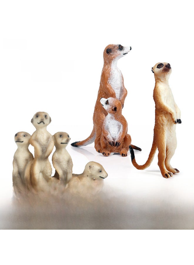 Children's Simulation Animal Model Toy With Baby Meerkat Standing Meerkat Meerkat Meerkat Meerkat Meerkat Meerkat t Beaver Ornaments-Color:Tb Jungle Animal 4 Style Set A (including Bat) - Image 2