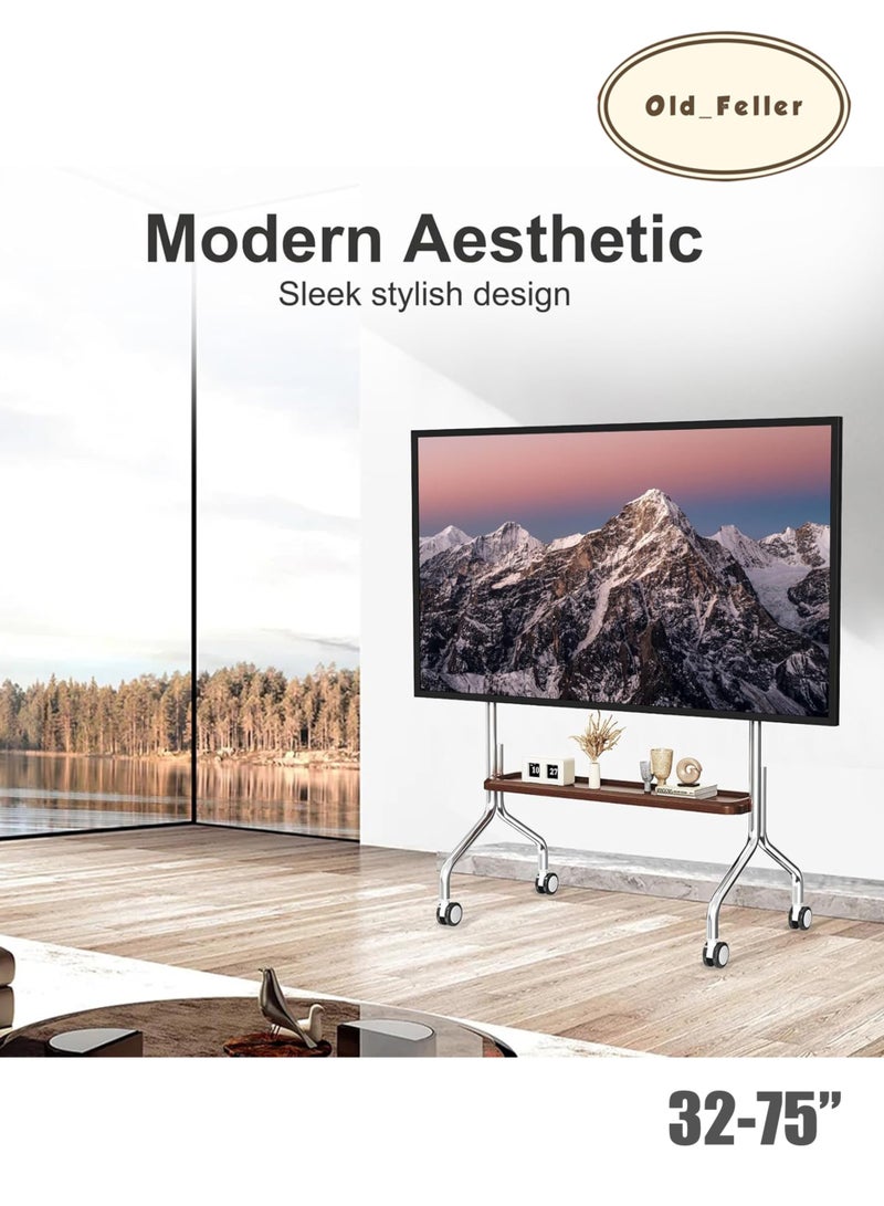 Old_Feller Artistic Easel TV Floor Tv Stand Television Stands TV Floor Stand With Storage Shelf Rolling Mobile TV Cart With Wheels For 32 To 75 Inch LCD LED Screen TVs Tv Stands For Living Room - Image 1