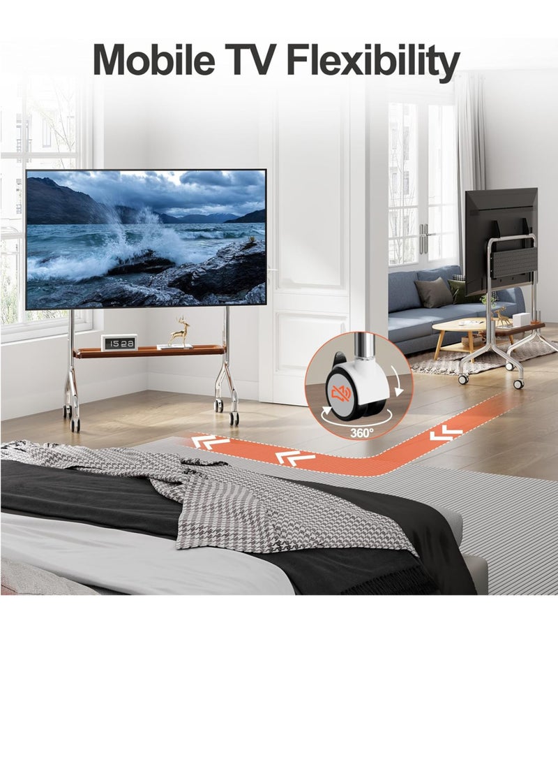 Old_Feller Artistic Easel TV Floor Tv Stand Television Stands TV Floor Stand With Storage Shelf Rolling Mobile TV Cart With Wheels For 32 To 75 Inch LCD LED Screen TVs Tv Stands For Living Room - Image 3