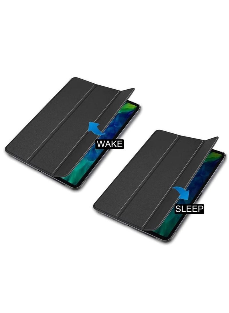 iPad 9th Gen (2021)/ 8th Gen (2020)/7th Gen (2019), Slim Stand Hard Back Shell Protective Leather Smart Cover Trifold Stand (black) - Image 2