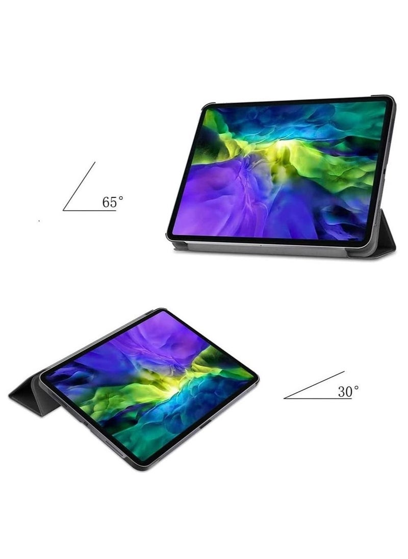 iPad 9th Gen (2021)/ 8th Gen (2020)/7th Gen (2019), Slim Stand Hard Back Shell Protective Leather Smart Cover Trifold Stand (black) - Image 3
