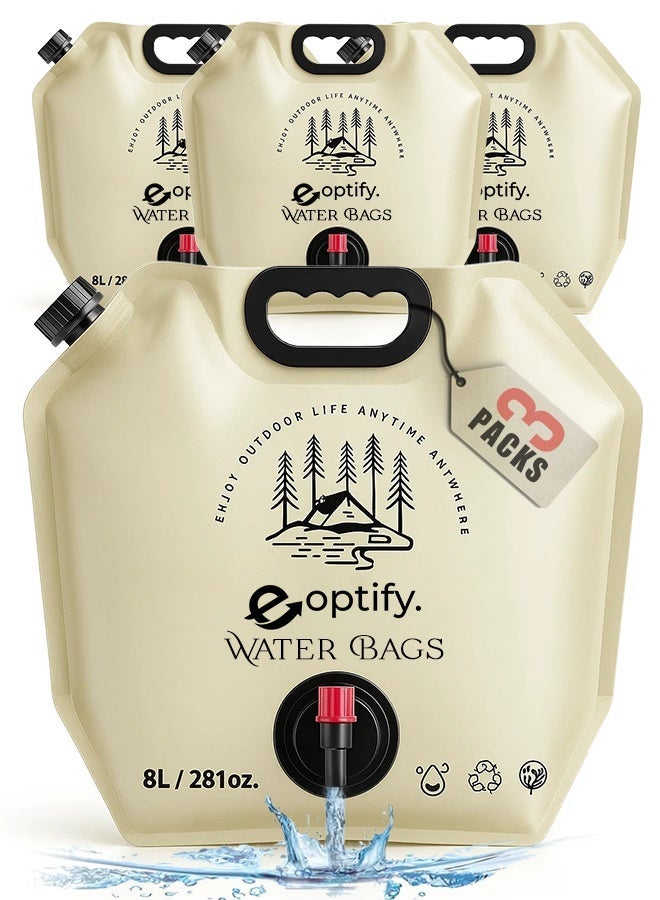 Eoptify 8L Water Storage Bag (3 Pack) Foldable Water Carrier for Camping, Hiking & Emergency Use | BPA-Free, Leak-Proof Outdoor Water Container for Travel, Survival, BBQ, Picnic - Image 1