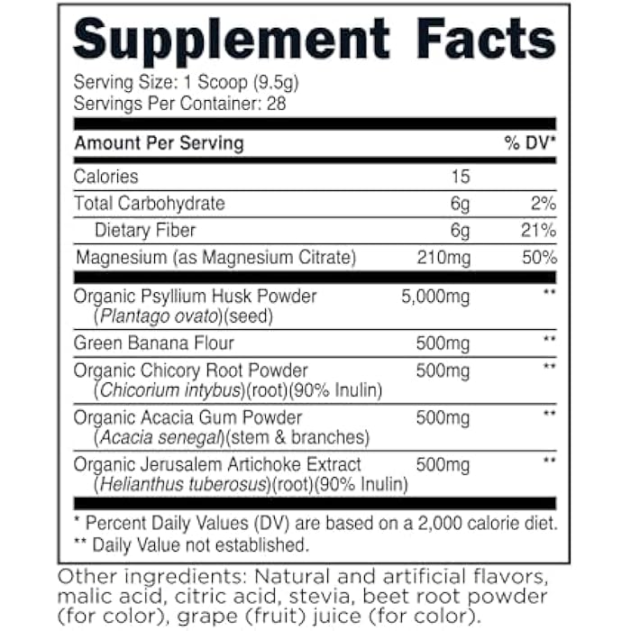 TransformHQ Fiber 5 Psyllium Husk Complex Powder (Berry Flavor) (28 Servings) - 5,000mg Psyllium Husk per Serving - Digestive Health, Natural Supplement, Soluble Plant Fiber Blend - Image 2