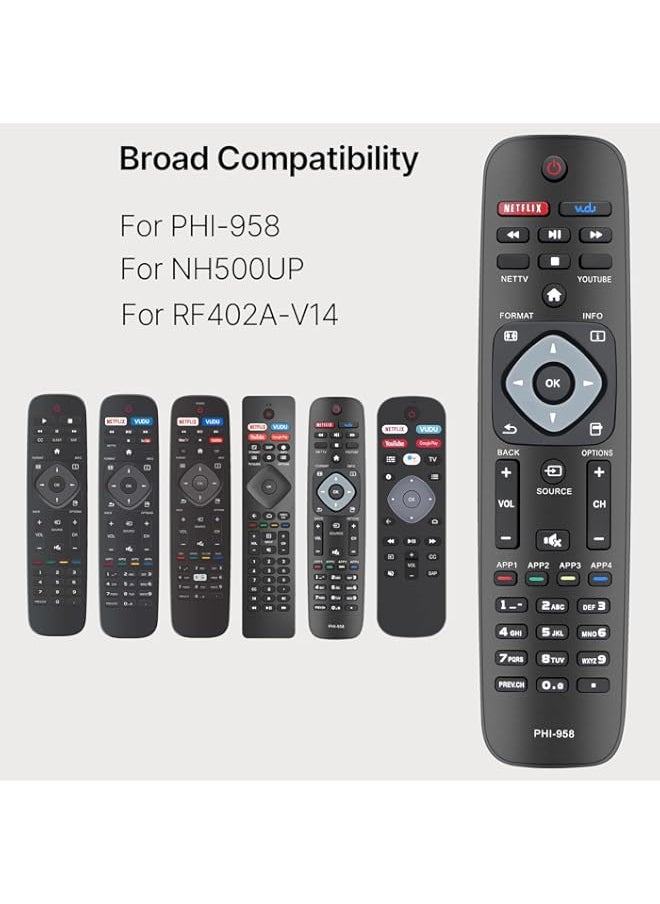 HuHa - Neuronmart NH500UP Remote for Philips Smart TV Remote Control and Philips 2K 4K UHD TVs, Philips Smart Ultra HDTV, Philips LED LCD Television PHI-958 NH500UW NH503UP with Netflix, YouTube and Vudu - Image 1