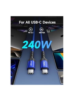 JSAUX 240W USB C Cable 3M, USB C to USB C Cable PD 3.1 5A Type C Fast Charge Cable for iPhone 15/15 Pro/15 Pro Max, MacBook Pro Air, iPad Pro Air, Dell XPS, Samsung Galaxy S24/S23/S22/S21, Pixel-Blue  - Image 2
