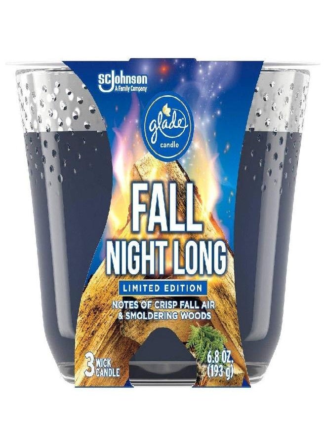 Glade Glade Candle Fall Night Long, Fragrance Candle Infused with Essential Oils, Air Freshener Candle, 3-Wick Candle, 6.8oz 