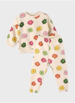LC WAIKIKI Crew Neck Long Sleeve Baby Girl Sweatshirt and Pants 2-Pack Set  - Image 1
