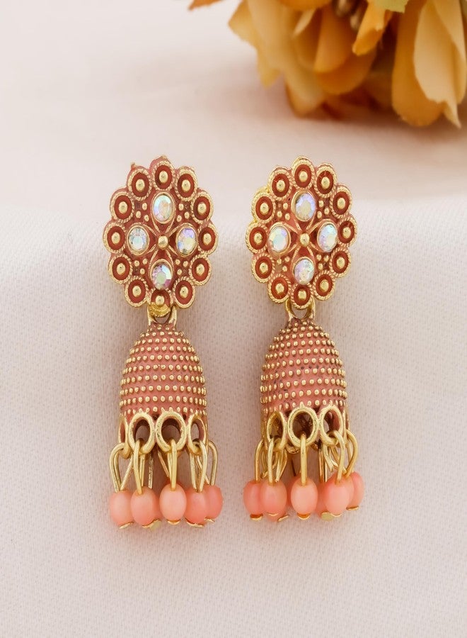 DEW MAT Jhumkas for women traditional Earrings For Women Floral Design Traditional Drop Jhumke For Women Girls Love Gifts 12 Pair of Earrings. - Image 5
