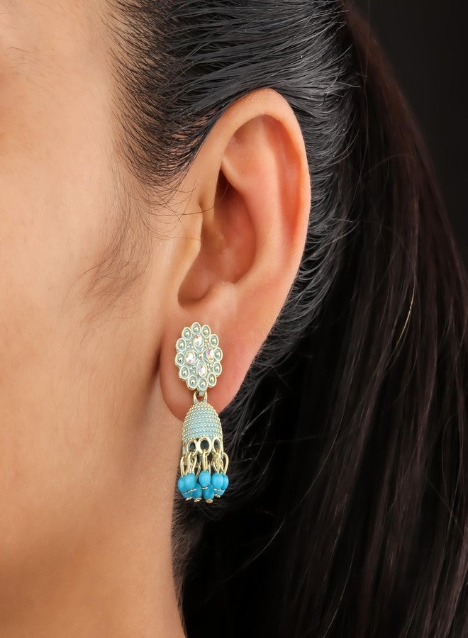 DEW MAT Jhumkas for women traditional Earrings For Women Floral Design Traditional Drop Jhumke For Women Girls Love Gifts 12 Pair of Earrings. - Image 2