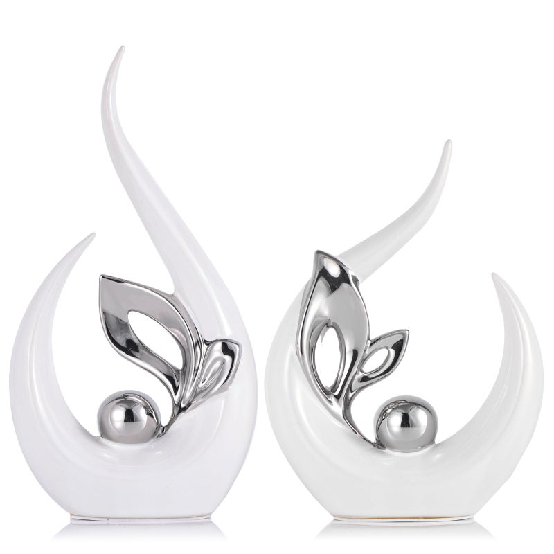 XMGZQ XMGZQ White Home Decor Accent Art Mid Century Modern Decor White and Silver Living Room Decor and Accessories Silver Centerpieces for Tables Abstract Ceramic Statue and Sculpture  - Image 1