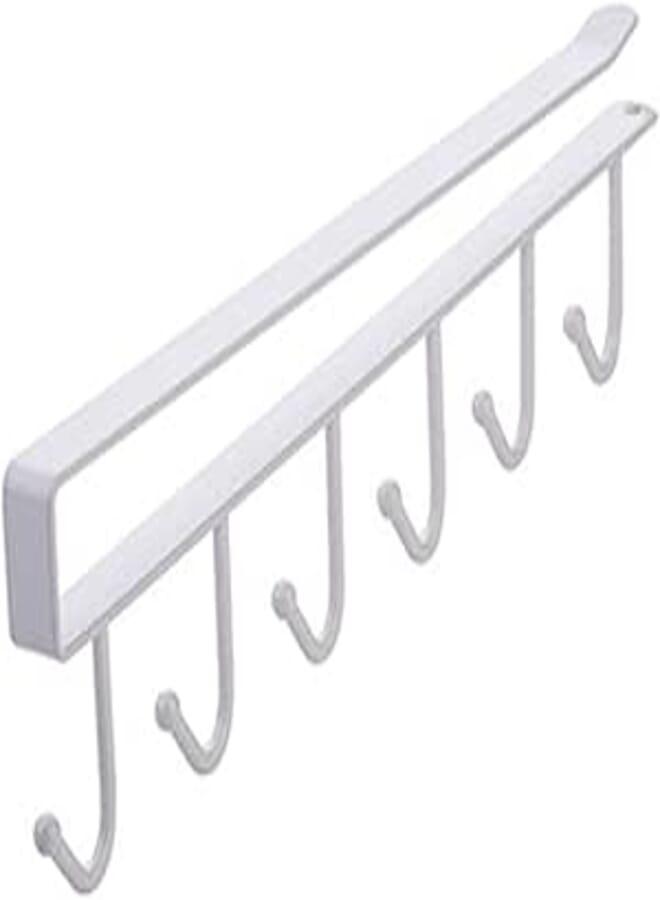 Spaceshoop Tepengdie Mug Hooks Under Cabinet Cups Wine Glasses Storage Hook Multifunction Nail Free Coffee Cups Holder Kitchen Utensil Holder Wrought Iron Cabinet Storage Rack,Hangers for Kitchen White