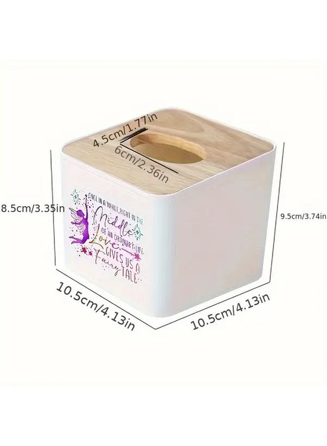 Black Tissue Box With Bamboo Lid Modern Square Holder For Bathroom And Office - Image 4