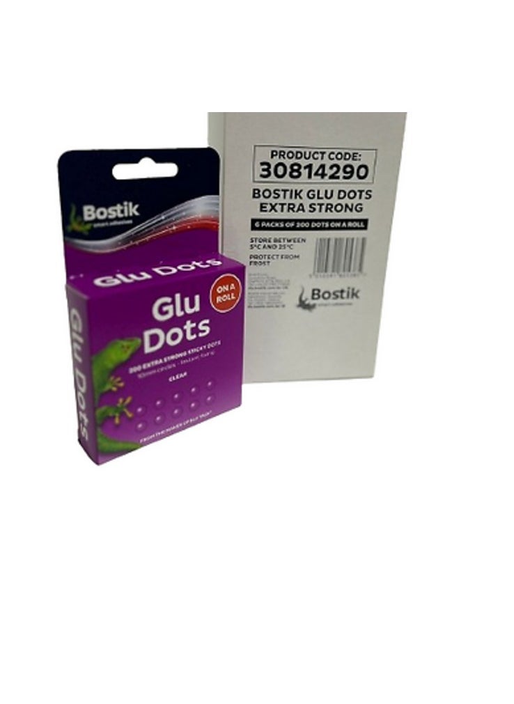 Bostik Glu Dots On a Roll Extra Strong Sticky Dots Instant Fixing Clear 200 pcs 10mm (Pack of 6)  - Image 4