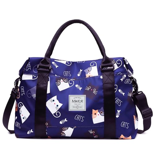 NWLR Travel Duffle Bag Weekender Overnight Bag Gym Tote with Dry and Wet Separated Pocket for Women Girls Shoulder Workout Duffel Bag Water Resistant lovely cats - Image 1