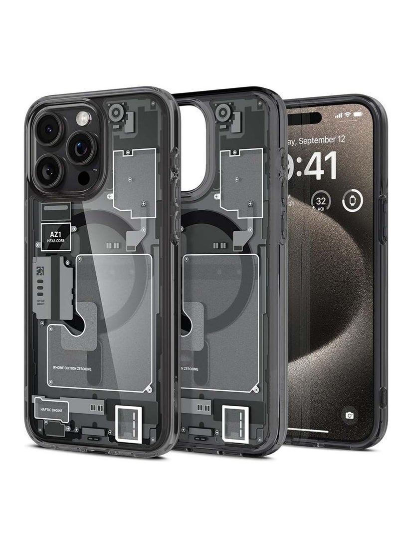 Techie iPhone 15 Pro Max MagSafe Case – Spigene Ultra Hybrid Zero One MagFit with Metal Ring – Slim Teardown Design – Compatible with Wireless Charging & MagSafe Accessories – Black - Image 1