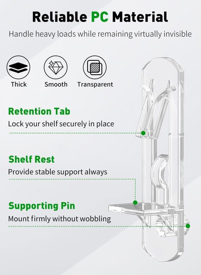 Vibit 28 Pcs Clear Plastic Cabinet Shelf Pegs, 1/4 Inch Self-Locking Shelf Support Pegs Shelf Brackets for 3/4 Inch Thick Shelves, Cabinet Shelf Clips Cabinet Shelf Pins for Wood Shelving - Image 5