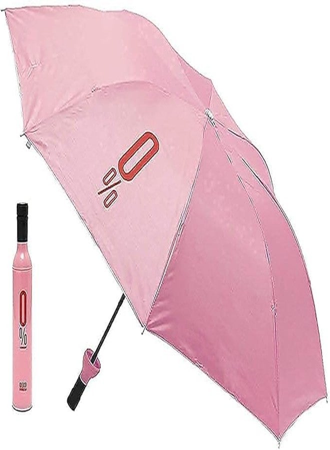 KSBOY Wine Bottle Umbrella Windproof Double Layer Umbrella with Bottle Cover for UV Protection & Rain, For Men, Women, and Kids (PINK) - Image 1