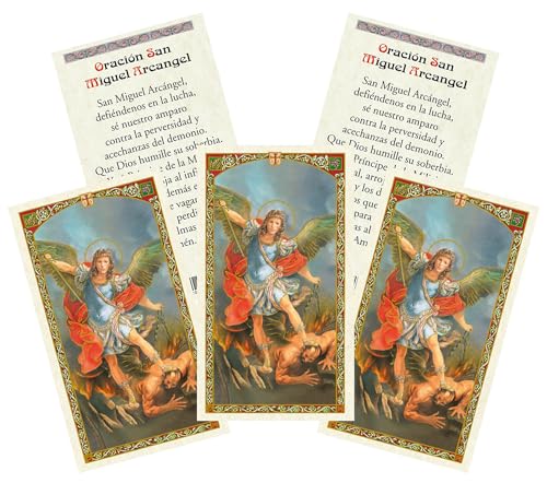 Trendzeen Tarjeta De San Miguel Arcangel - 5 Spanish St Michael The Archangel Prayer Card For Daily Devotion, Reflection - Oracion San Miguel Arcangel, Set of 5 Items - Image 1