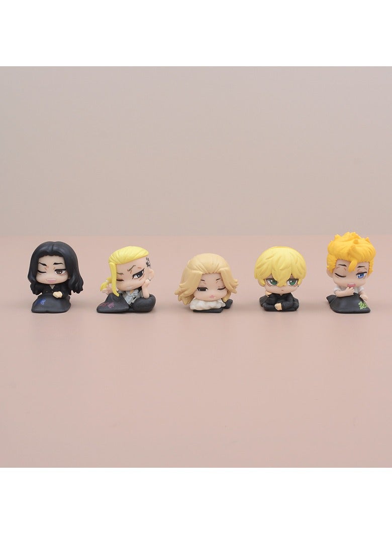 عام مجموعة تماثيل «طوكيو أفيجرز – فرقة النوم» من خمس قطع (مانجيرو وريوغوجي وكين)؛ يمكن استخدامها كزينة للكيك أو كقطع ديكور أنيقة. - Image 1