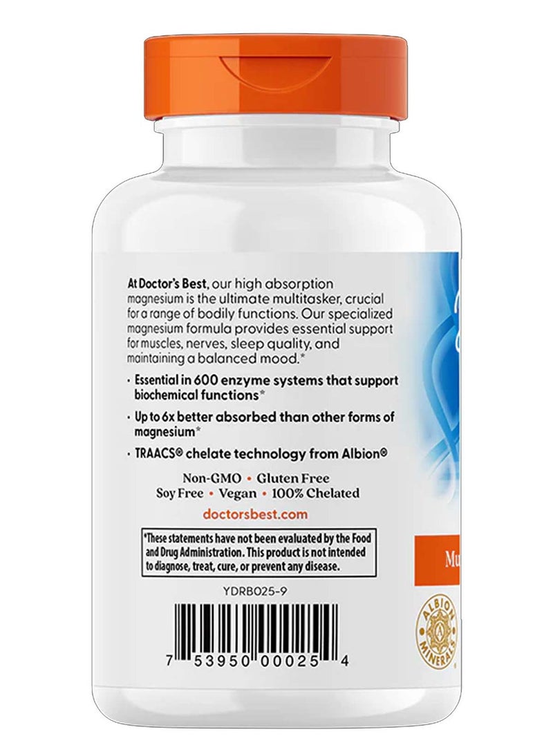 Doctor's BEST High Absorption Magnesium from Magnesium Lysinate Glycinate Chelate, 200 mg, 120 Tablets - Image 2