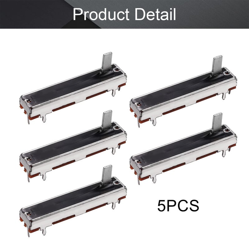Fielect 5pcs 10K Slide Potentiometer Carbon Film Fader Variable Resistors Mixer 45 x 9mm B10K 3Pins Ohm Linear Potentiometers for Dimming Tuning - Image 4