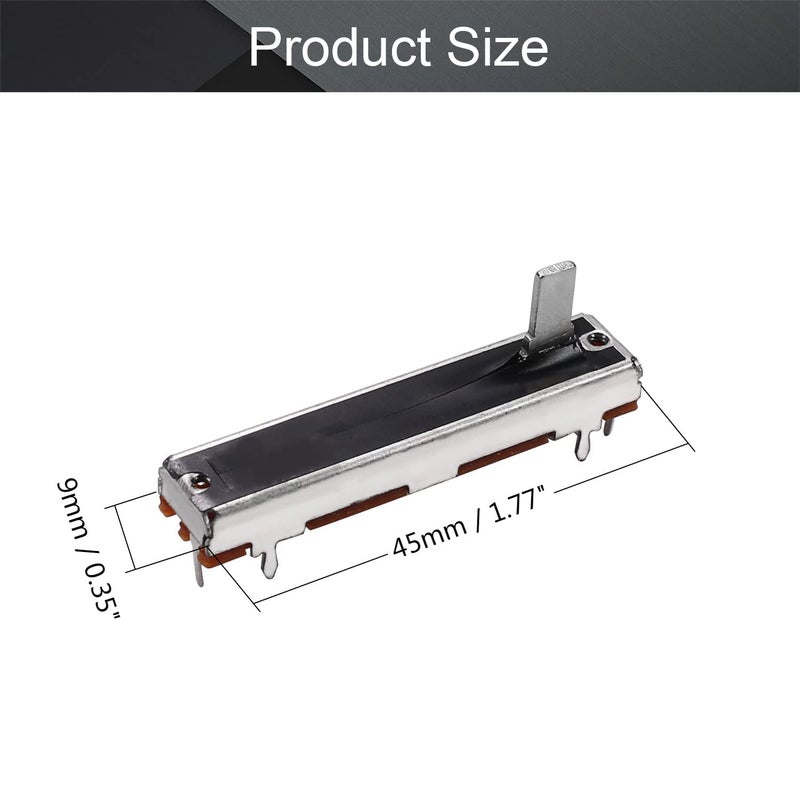 Fielect 5pcs 10K Slide Potentiometer Carbon Film Fader Variable Resistors Mixer 45 x 9mm B10K 3Pins Ohm Linear Potentiometers for Dimming Tuning - Image 2