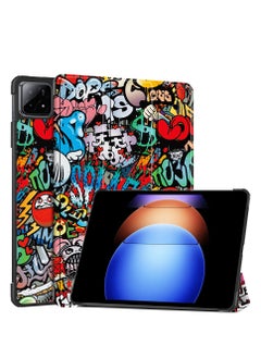 Generic Case For Xiaomi Pad 6S PRO 12.4" Multi-Viewing Angles All New PU Leather Smart Cover with Auto Sleep Wake Feature Slim Flip Shell Case for Xiaomi Pad 6S PRO (Graffiti)  - Image 1