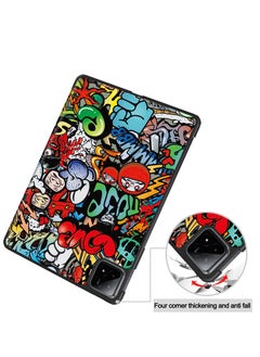 Generic Case For Xiaomi Pad 6S PRO 12.4" Multi-Viewing Angles All New PU Leather Smart Cover with Auto Sleep Wake Feature Slim Flip Shell Case for Xiaomi Pad 6S PRO (Graffiti)  - Image 4
