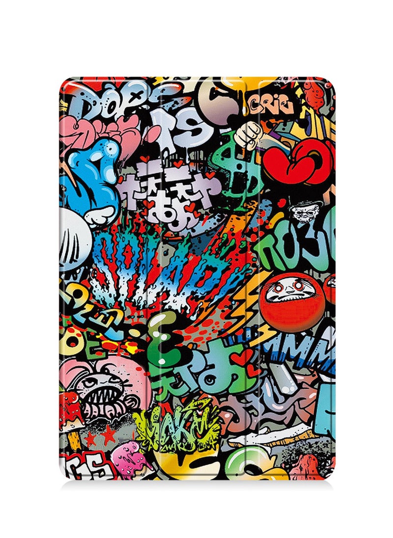 Generic - Case For Xiaomi Pad 6S PRO 12.4" Multi-Viewing Angles All New PU Leather Smart Cover with Auto Sleep Wake Feature Slim Flip Shell Case for Xiaomi Pad 6S PRO (Graffiti) - Image 1