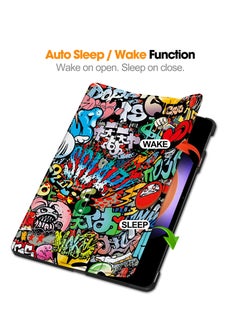 Generic Case For Xiaomi Pad 6S PRO 12.4" Multi-Viewing Angles All New PU Leather Smart Cover with Auto Sleep Wake Feature Slim Flip Shell Case for Xiaomi Pad 6S PRO (Graffiti)  - Image 2