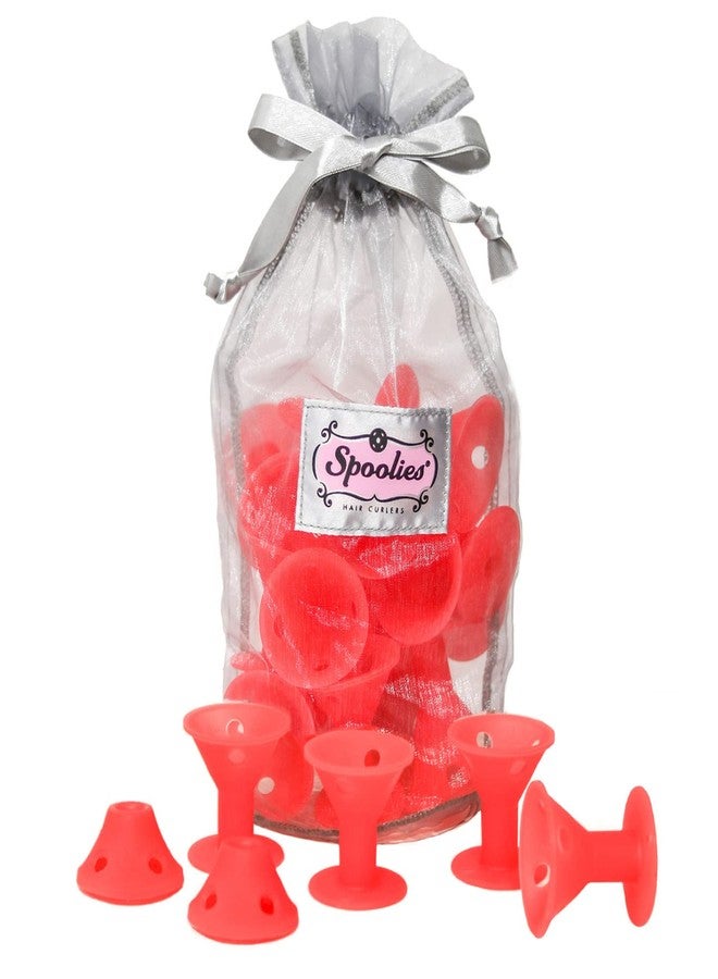 Spoolies Original Hair Curlers, Heatless Silicone Rollers with Mesh Bag Gift, Made in USA, 15 Jumbo Size (Rose Red) - Image 1