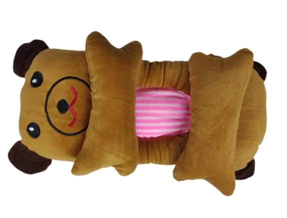 PRISCILLA Baby Toddlers Adjustable Soft Neck Rest Pillow for Head Shaping/Neck Safety Protector Pillow/Pad/Cushion Pillow with Straps for 0-18 Months New Born Babies, Set of 1. (Brown) - Image 4