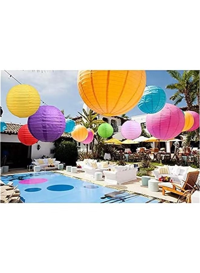 OMEVE 16-Piece Colorful Paper Lanterns Set, Decorative Round Foldable Lanterns for Ramadan, Wedding, Bridal Shower, Home Decor, Party (Sizes: 4, 6, 8, 10 Inch) - Image 4