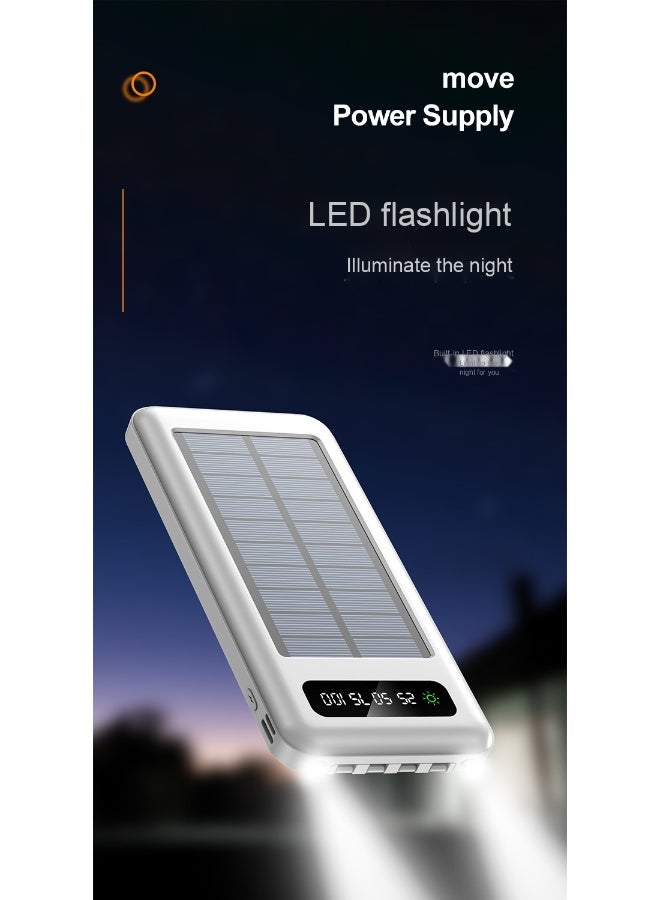 20,000mAh Slim Solar Power Bank with Built-in Cable - High Capacity Fast Charging Portable Charger - Image 3