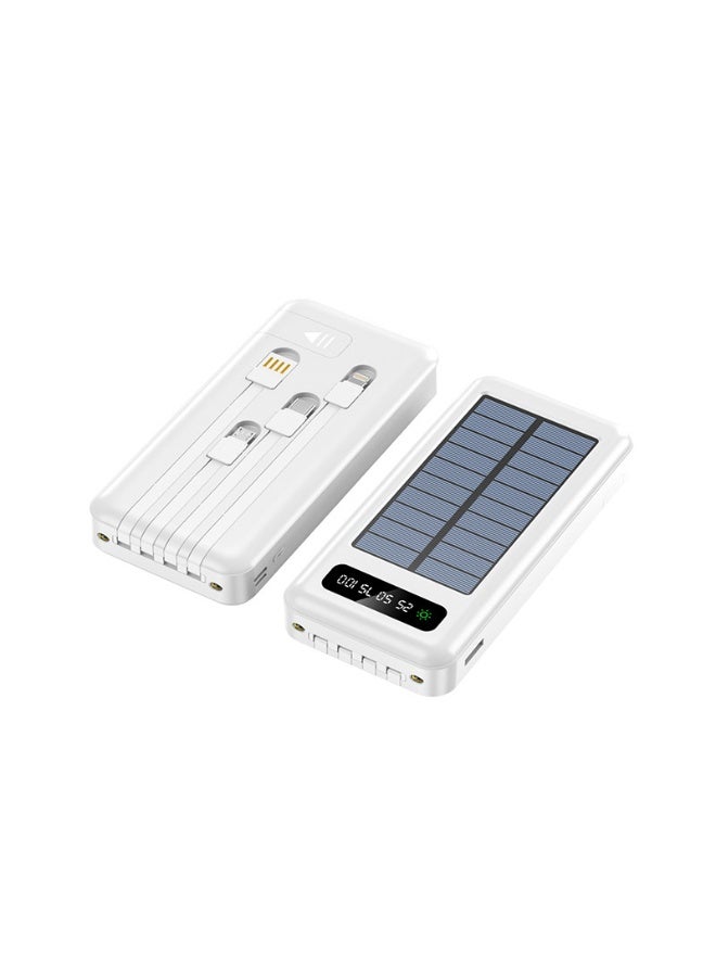 20,000mAh Slim Solar Power Bank with Built-in Cable - High Capacity Fast Charging Portable Charger - Image 1